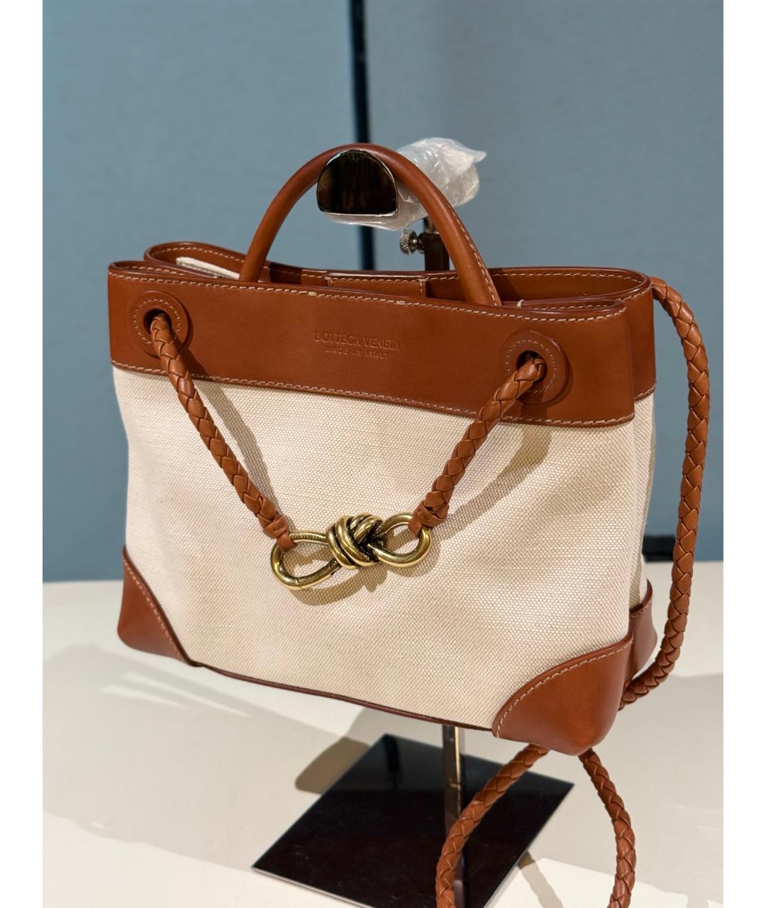 BOTTEGA VENETA Бежевая тканевая сумка через плечо, фото 2