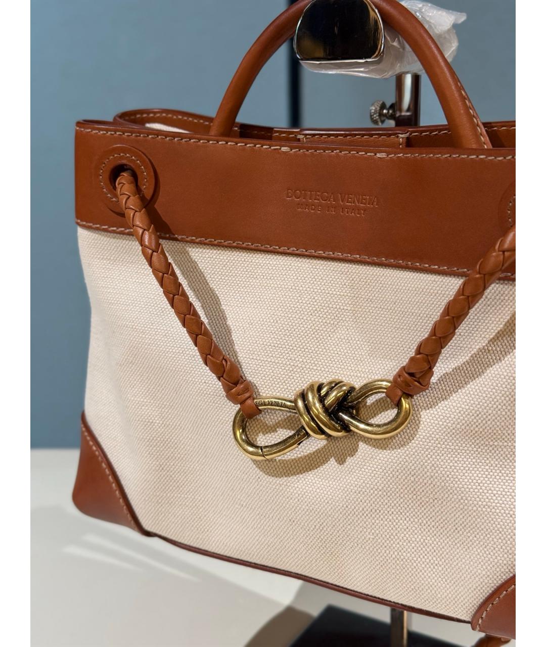 BOTTEGA VENETA Бежевая тканевая сумка через плечо, фото 3