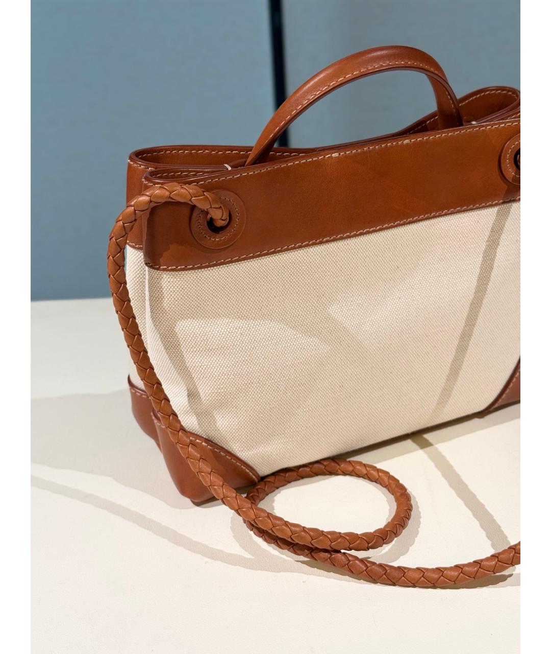 BOTTEGA VENETA Бежевая тканевая сумка через плечо, фото 7