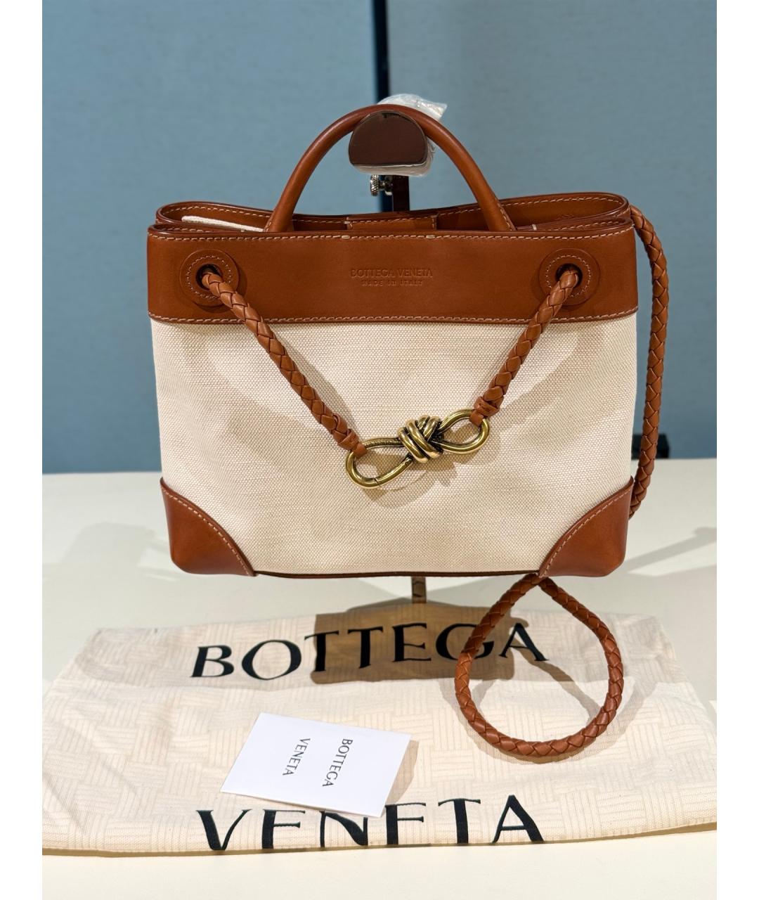 BOTTEGA VENETA Бежевая тканевая сумка через плечо, фото 10