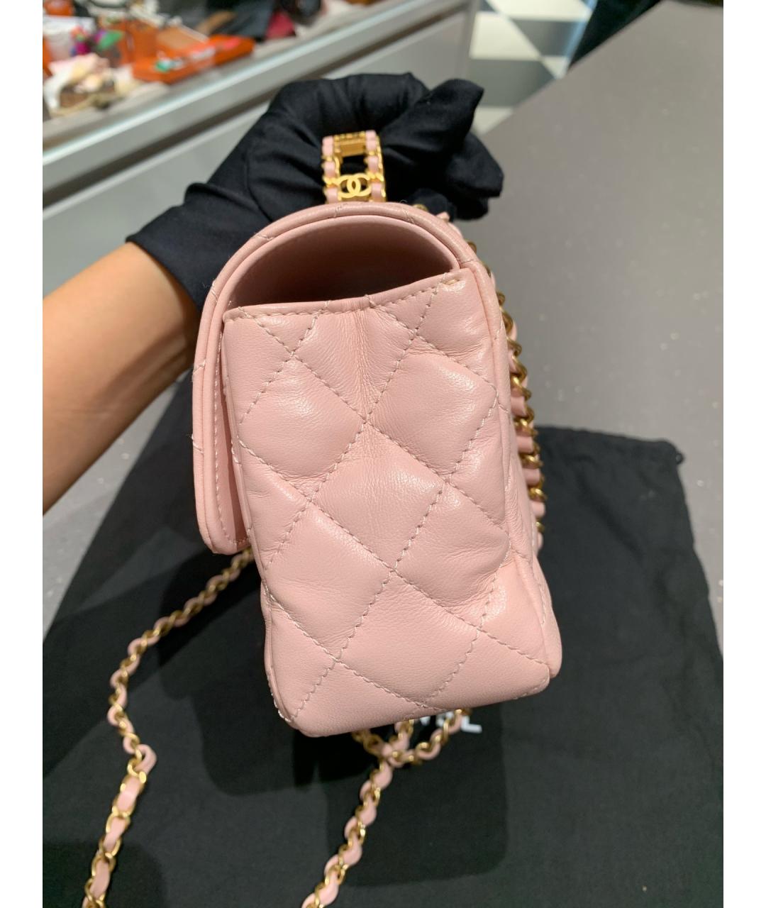 CHANEL Розовая кожаная сумка через плечо, фото 4