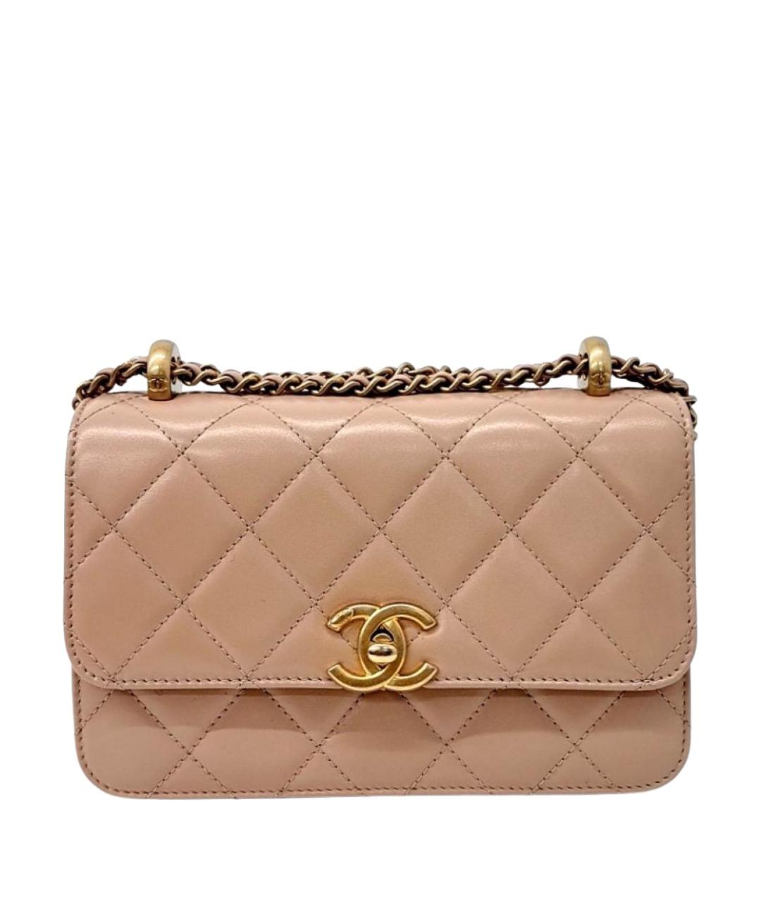 CHANEL Бежевая кожаная сумка через плечо, фото 1