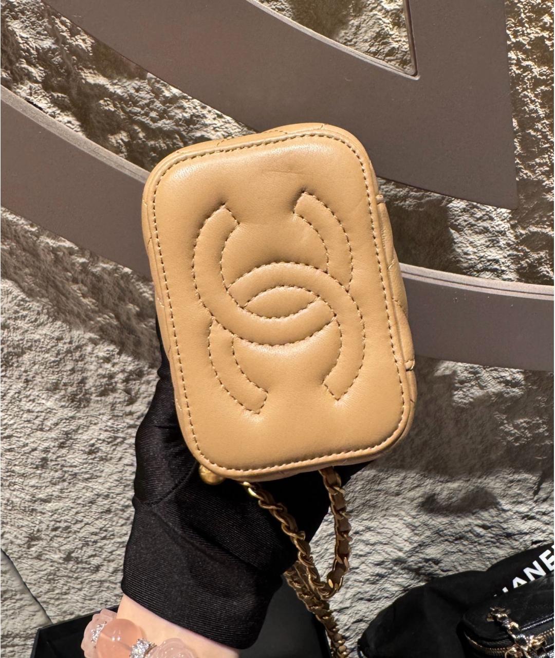 CHANEL Бежевая кожаная сумка через плечо, фото 2