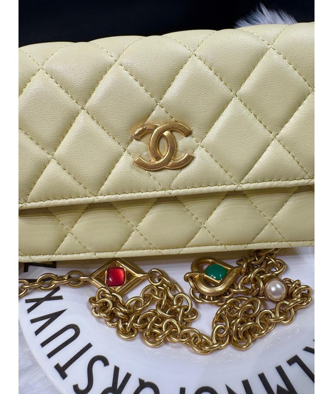 CHANEL Желтая кожаная сумка через плечо, фото 2