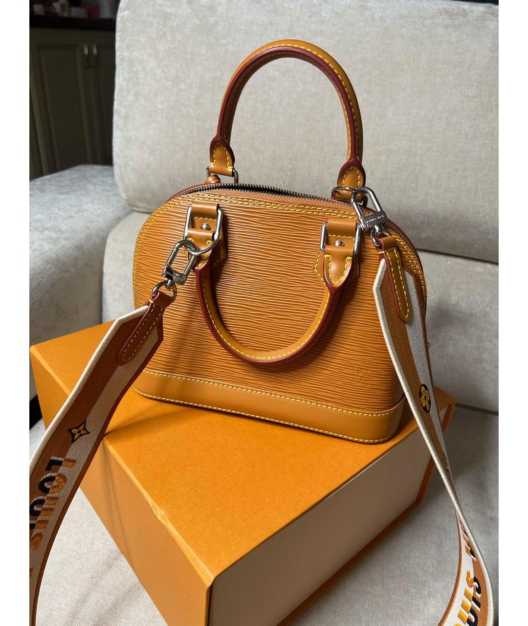LOUIS VUITTON Оранжевая кожаная сумка с короткими ручками, фото 2
