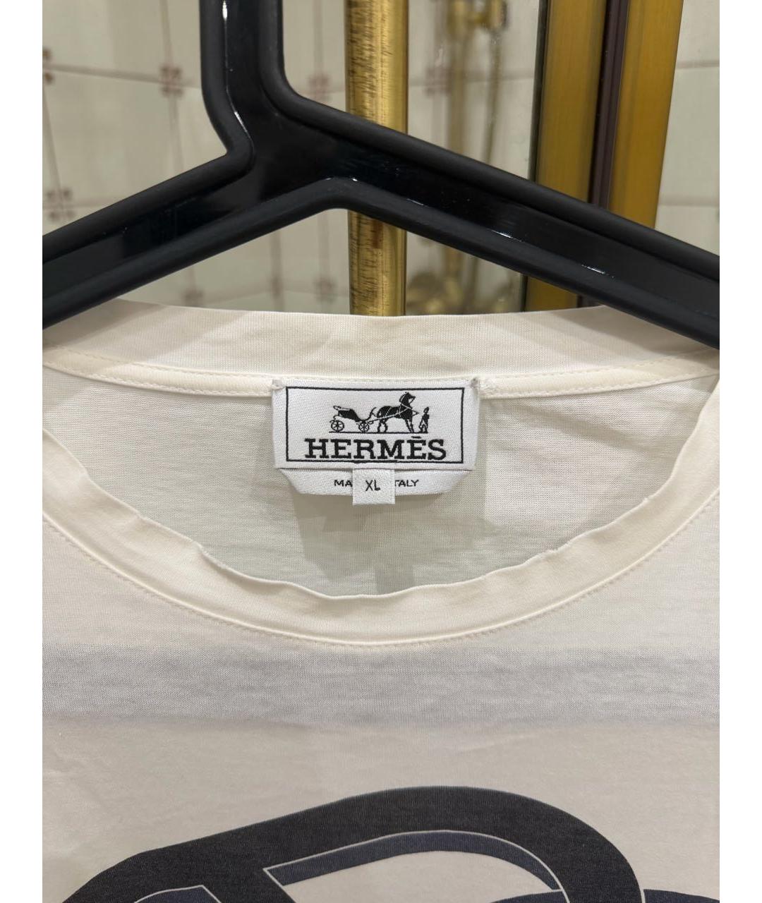 HERMES Белая хлопковая футболка, фото 4