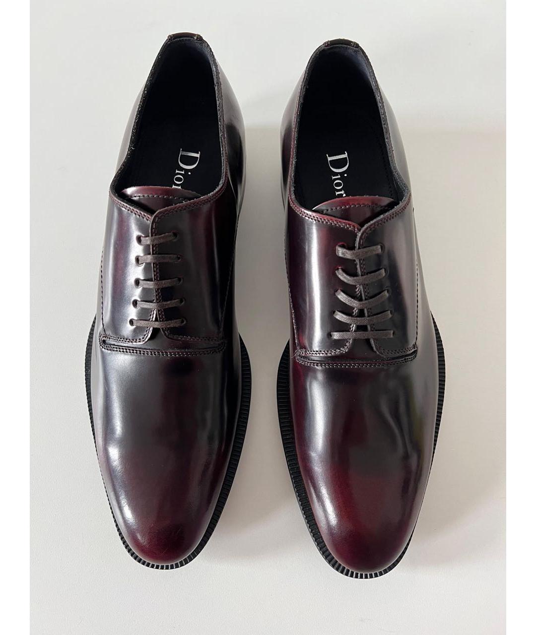 CHRISTIAN DIOR Бордовые кожаные туфли, фото 3