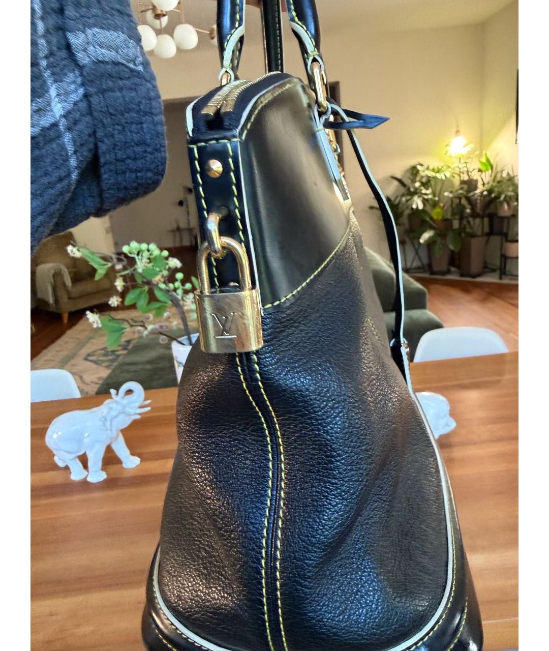 LOUIS VUITTON Черная кожаная сумка с короткими ручками, фото 2