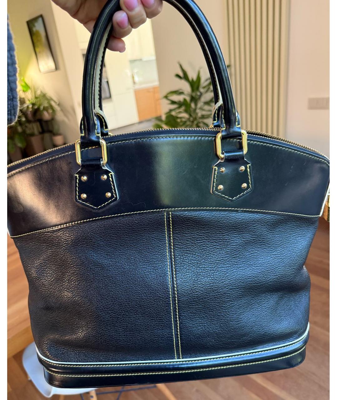 LOUIS VUITTON Черная кожаная сумка с короткими ручками, фото 3