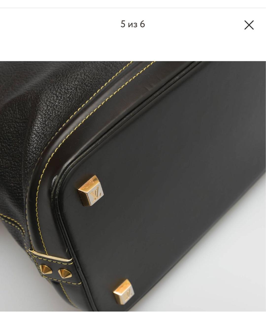 LOUIS VUITTON Черная кожаная сумка с короткими ручками, фото 7