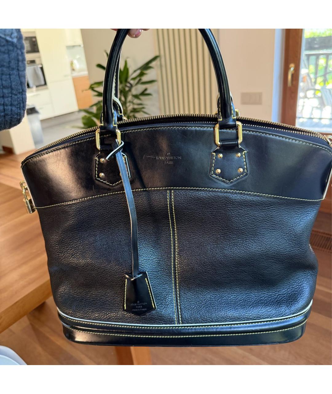 LOUIS VUITTON Черная кожаная сумка с короткими ручками, фото 9