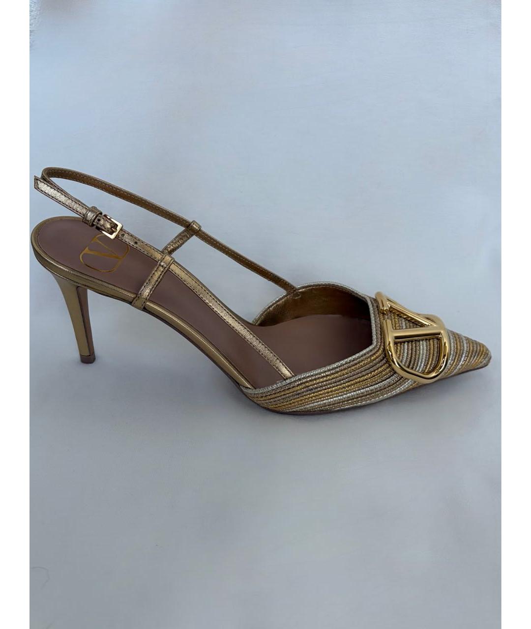 VALENTINO Золотые кожаные туфли, фото 5