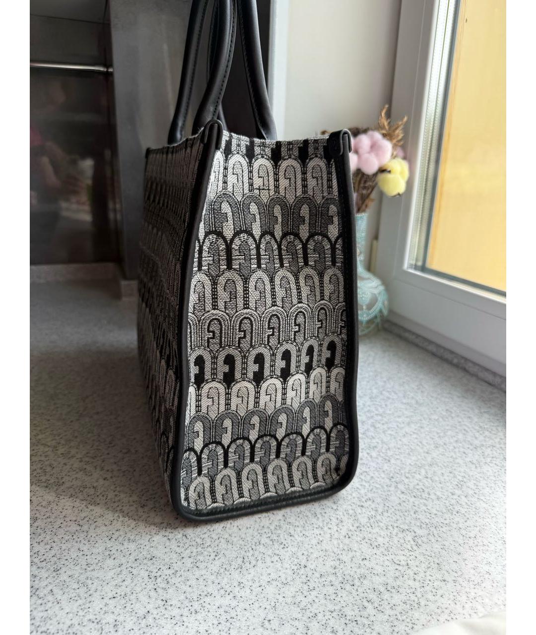 FURLA Серая жаккардовая сумка тоут, фото 2
