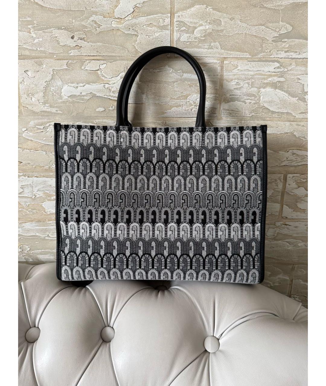 FURLA Серая жаккардовая сумка тоут, фото 5