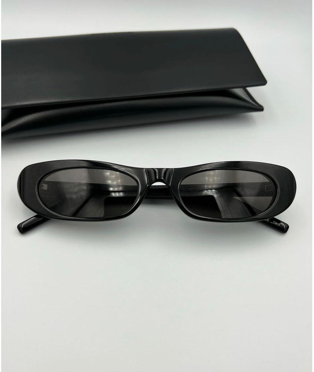 SAINT LAURENT Черные пластиковые солнцезащитные очки, фото 4