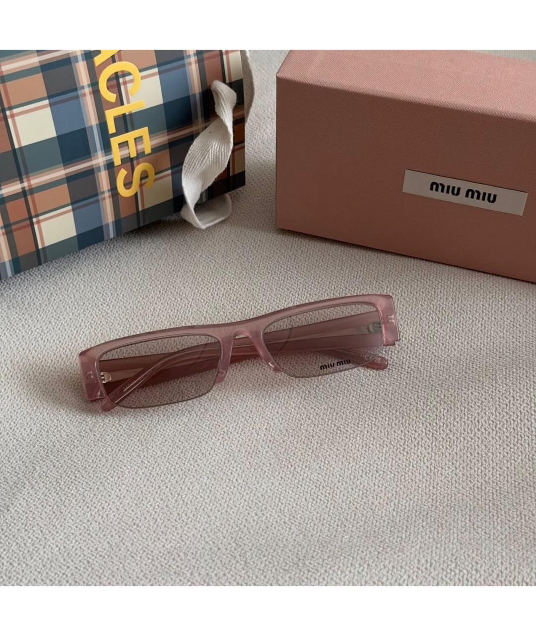 MIU MIU Розовые пластиковые солнцезащитные очки, фото 4