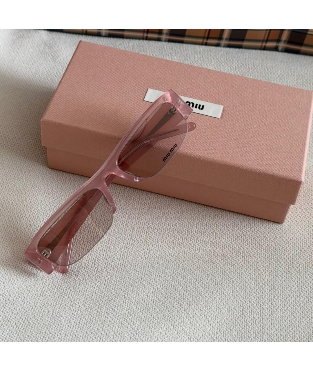 MIU MIU Розовые пластиковые солнцезащитные очки, фото 3