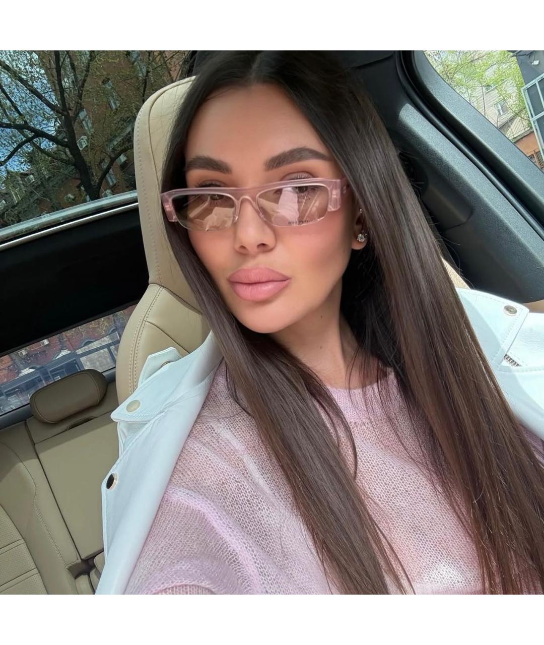 MIU MIU Розовые пластиковые солнцезащитные очки, фото 7