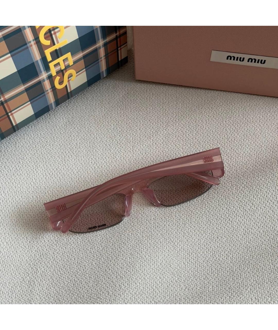 MIU MIU Розовые пластиковые солнцезащитные очки, фото 5