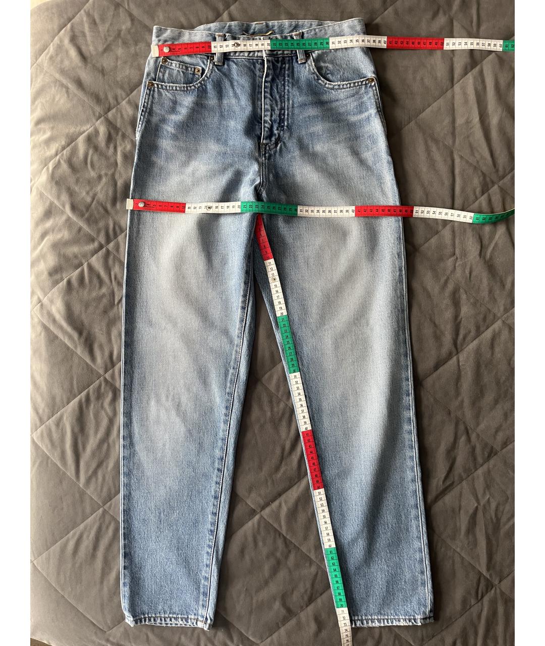 SAINT LAURENT Голубые хлопковые прямые джинсы, фото 6