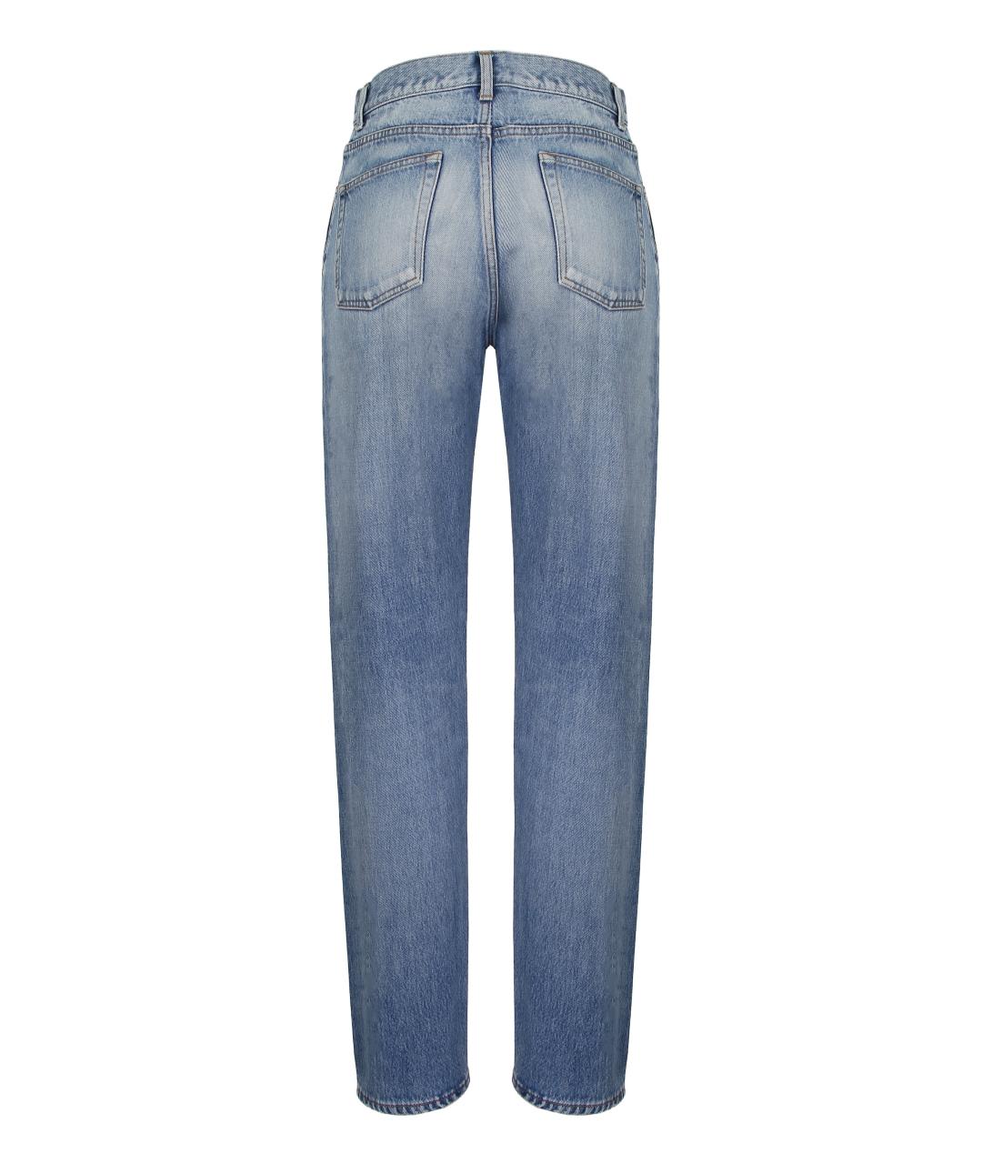 SAINT LAURENT Голубые хлопковые прямые джинсы, фото 2