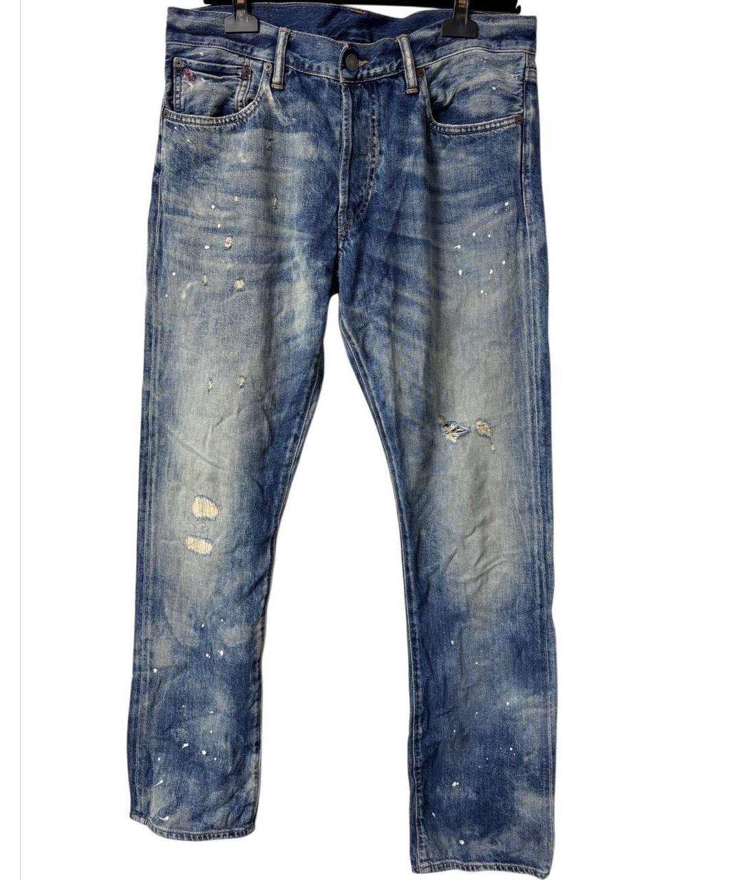 POLO RALPH LAUREN Синие хлопковые прямые джинсы, фото 7