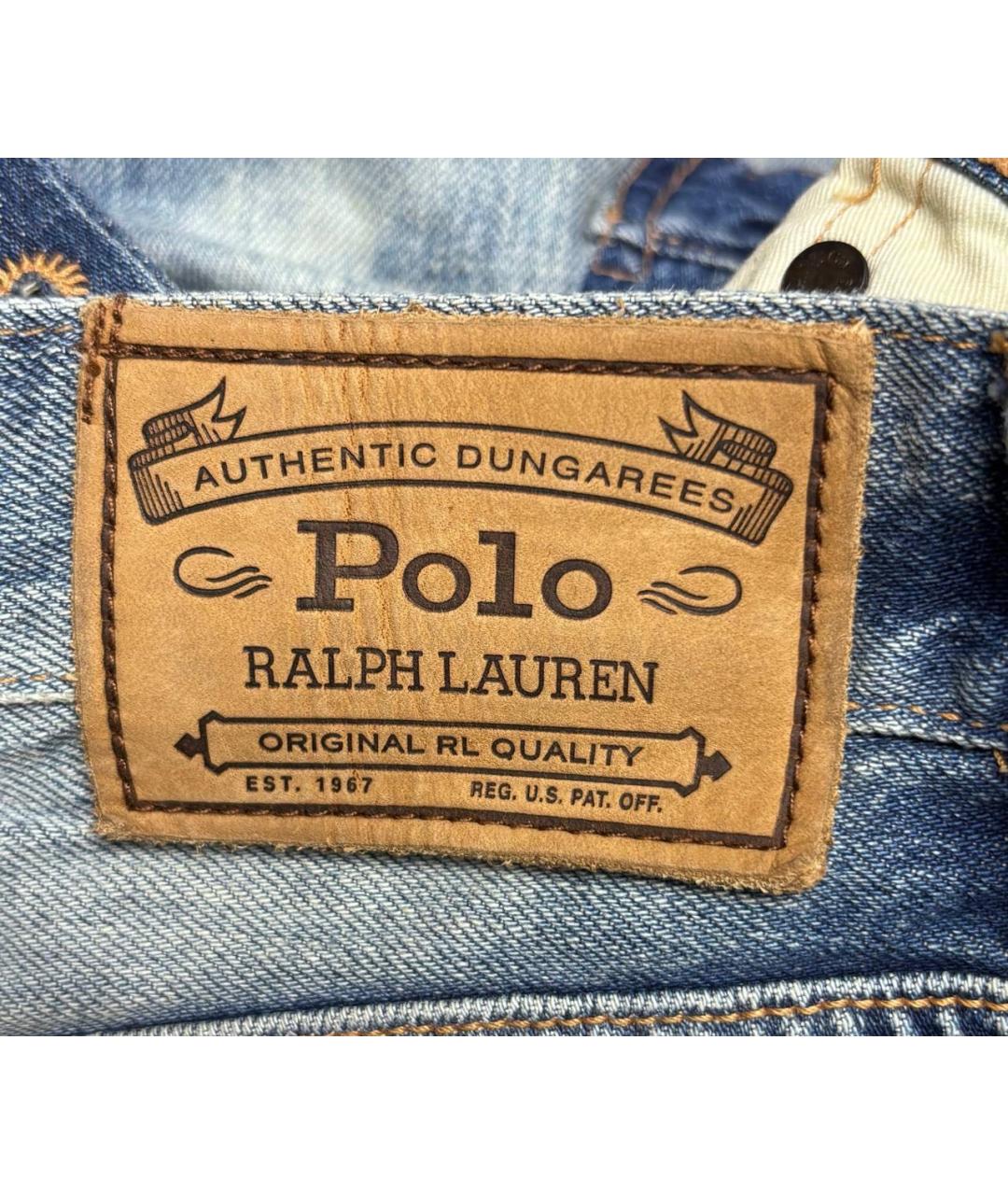 POLO RALPH LAUREN Синие хлопковые прямые джинсы, фото 3