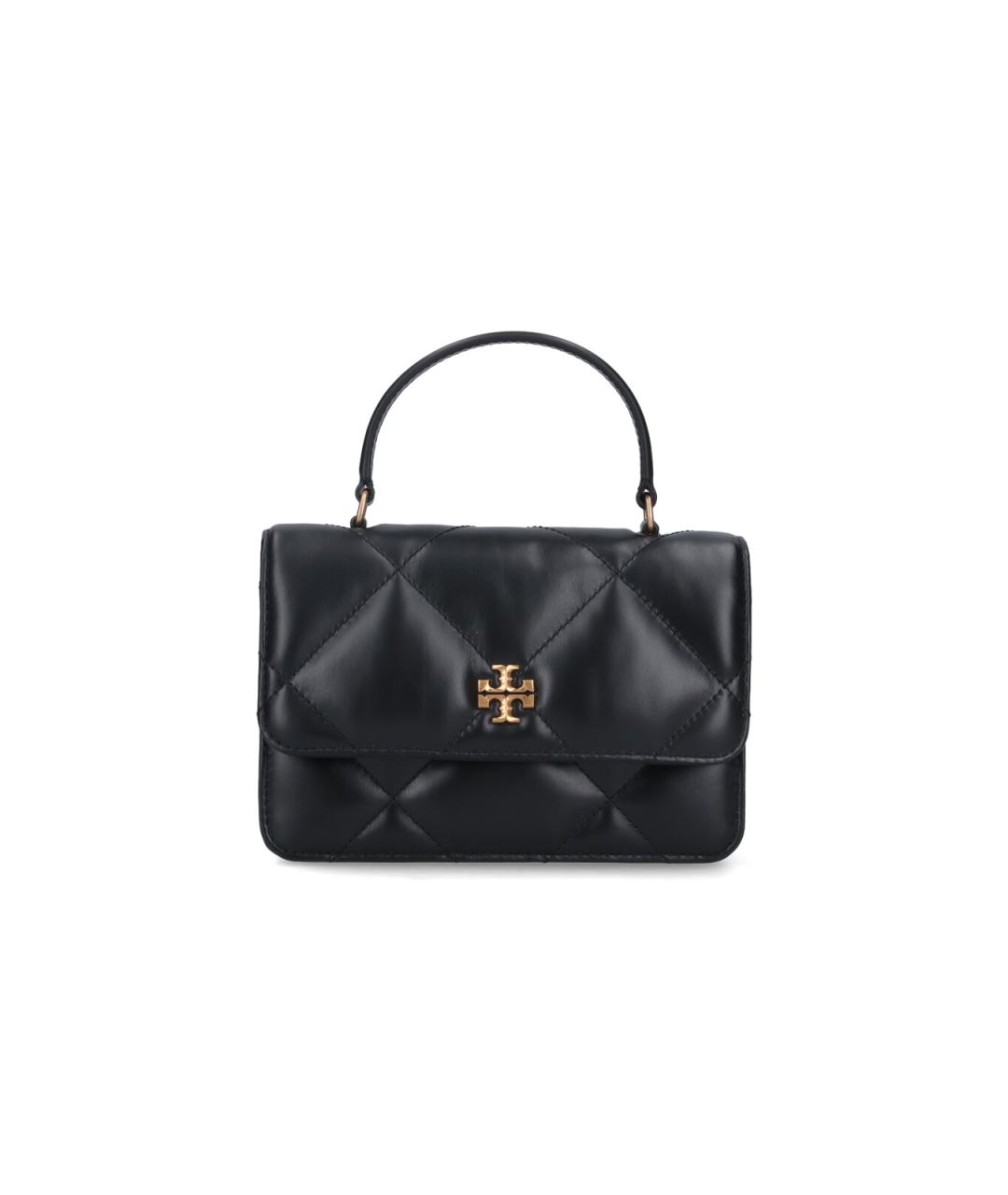 TORY BURCH Черная кожаная сумка с короткими ручками, фото 1