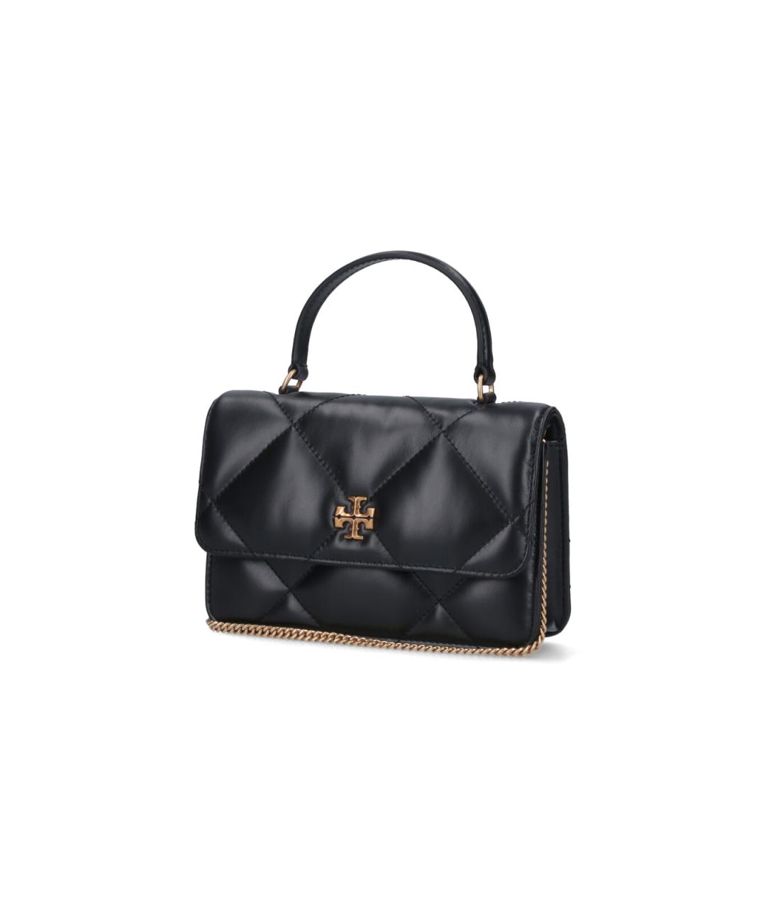 TORY BURCH Черная кожаная сумка с короткими ручками, фото 2