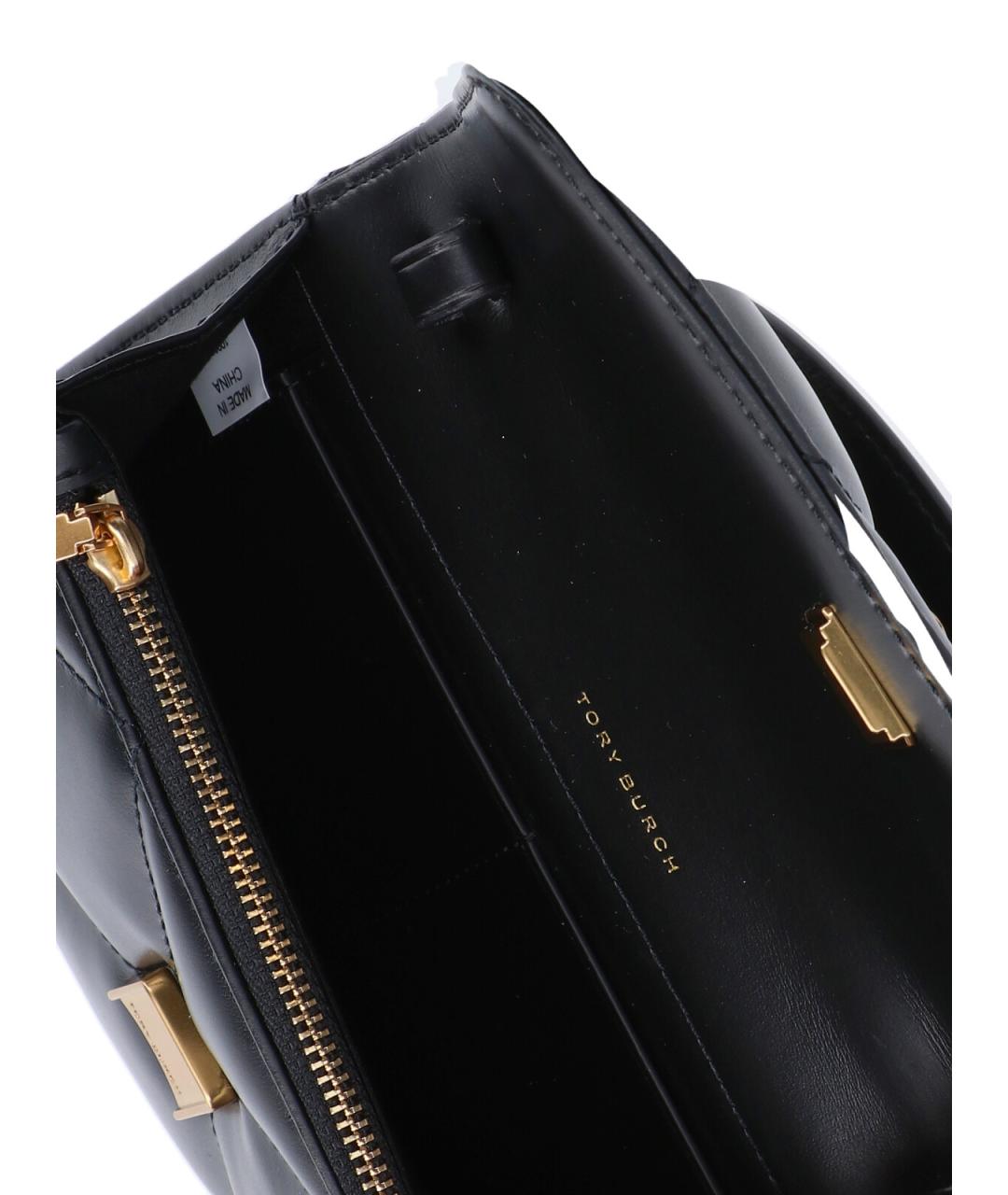 TORY BURCH Черная кожаная сумка с короткими ручками, фото 4