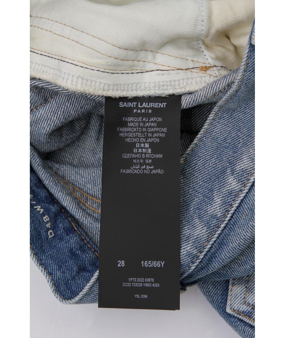 SAINT LAURENT Голубые хлопковые джинсы клеш, фото 4