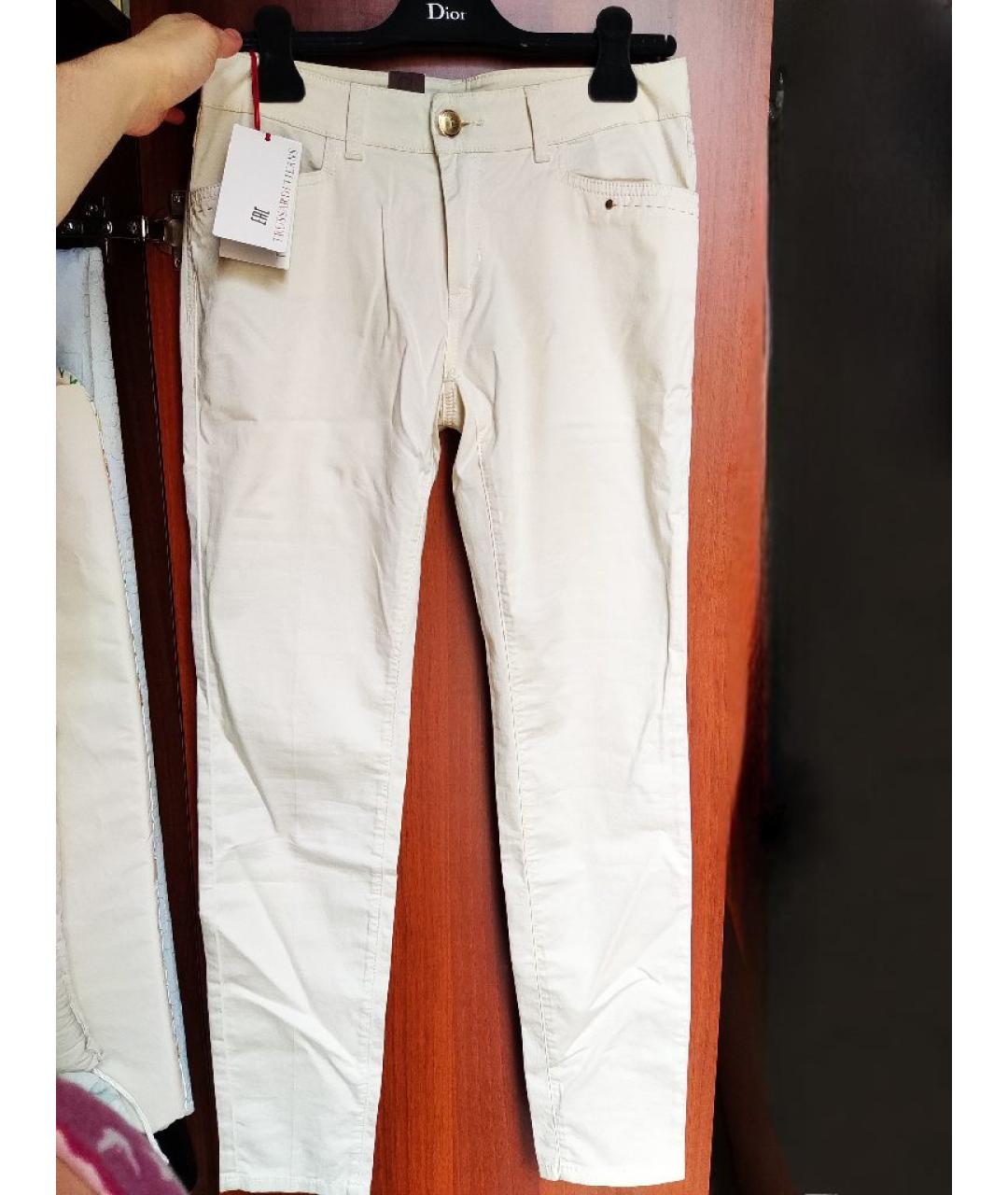 TRUSSARDI JEANS Бежевые хлопко-эластановые джинсы слим, фото 6