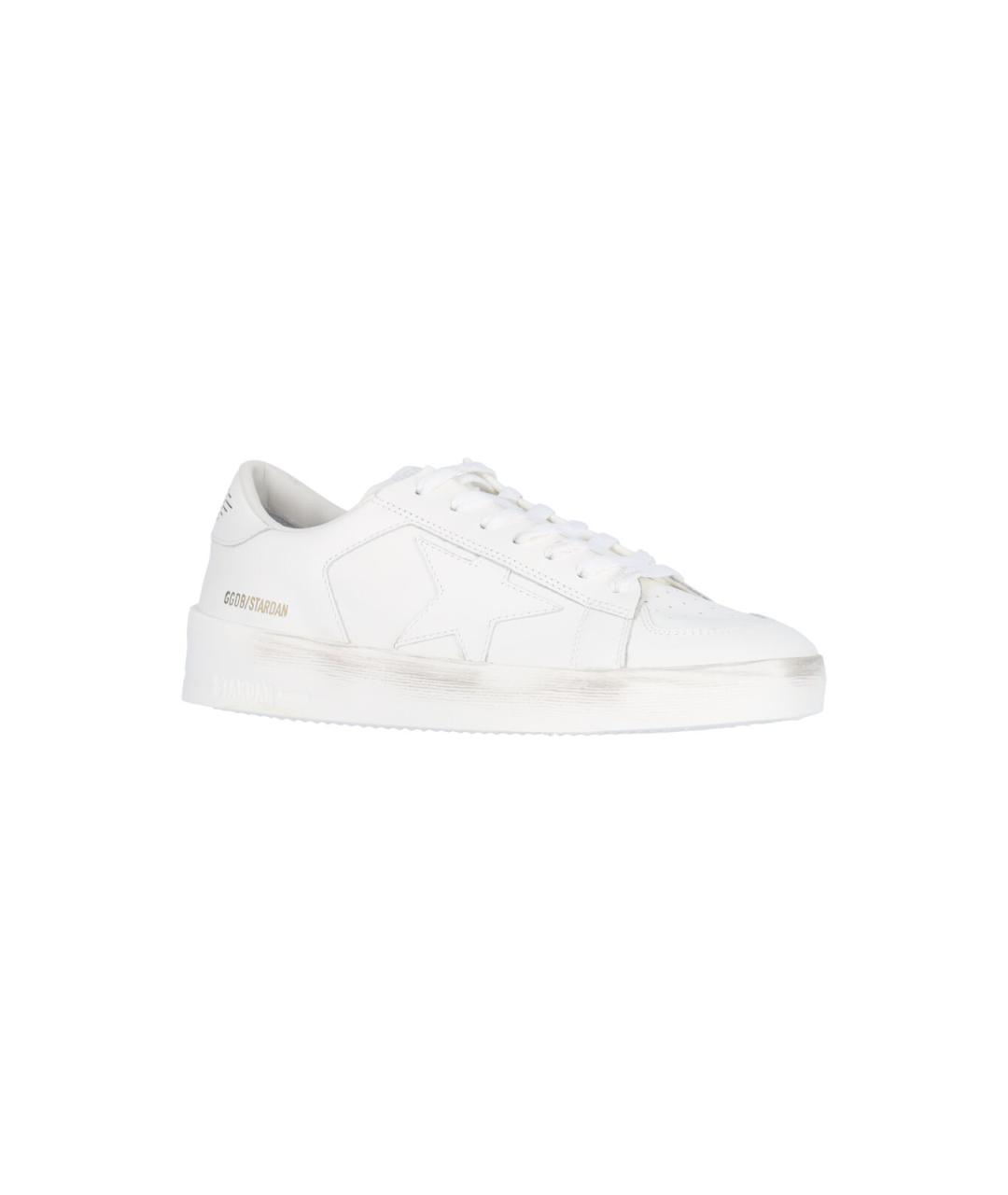 GOLDEN GOOSE Белые кожаные низкие кроссовки / кеды, фото 2