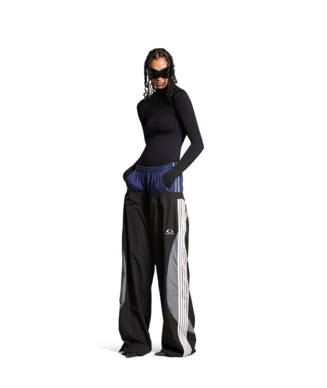 BALENCIAGA Черные полиэстеровые брюки широкие, фото 3