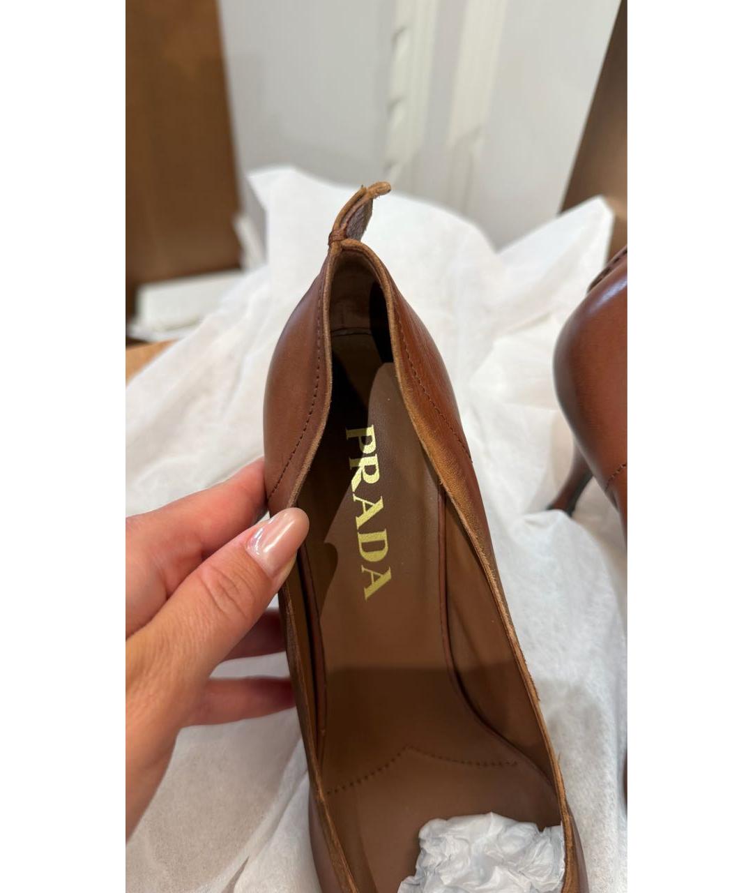 PRADA Коричневые кожаные туфли, фото 4