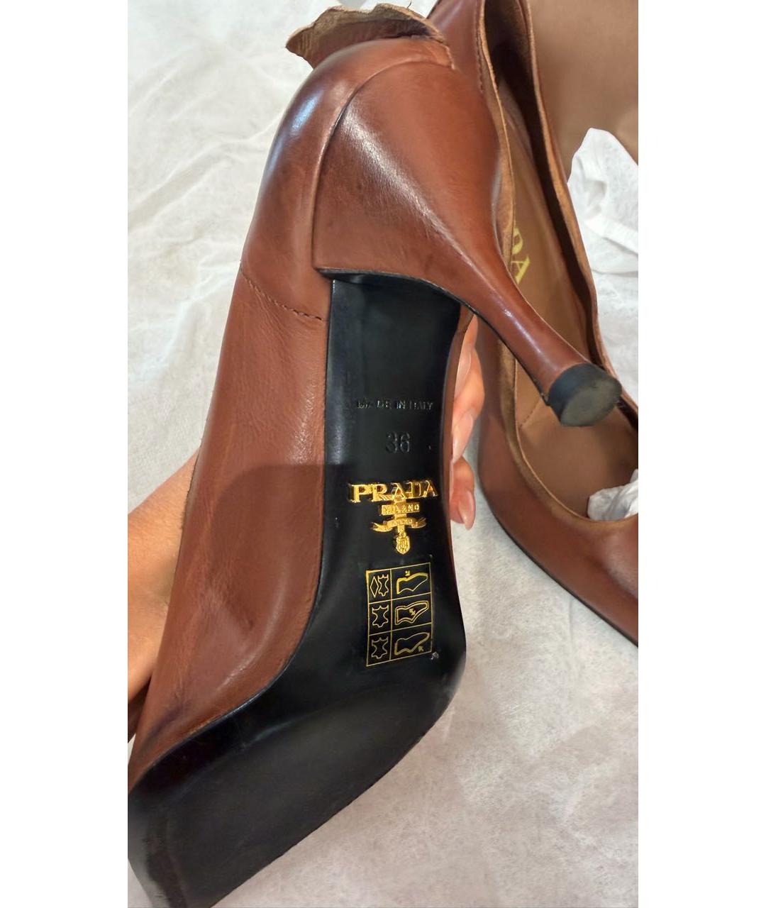 PRADA Коричневые кожаные туфли, фото 7