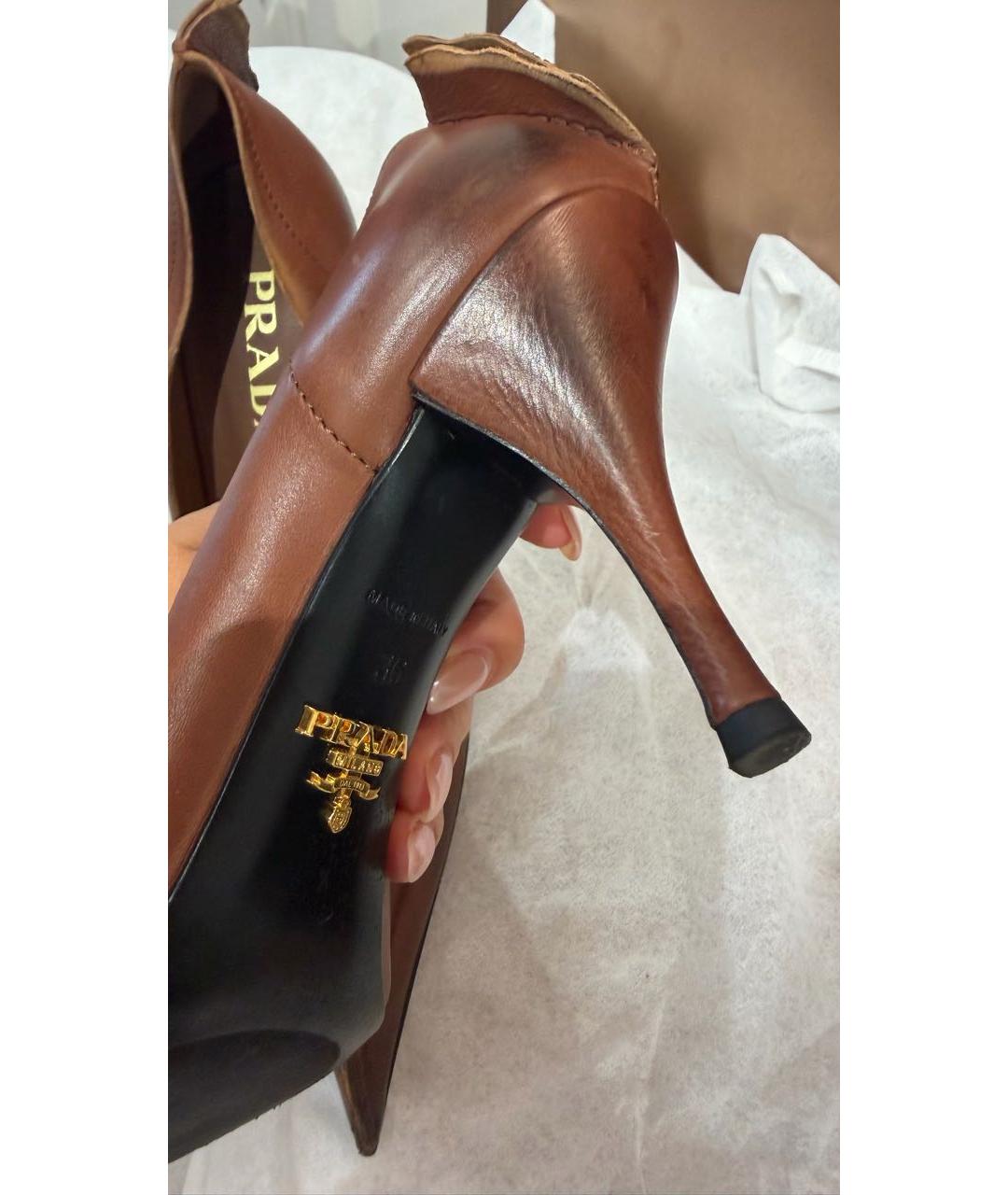 PRADA Коричневые кожаные туфли, фото 6
