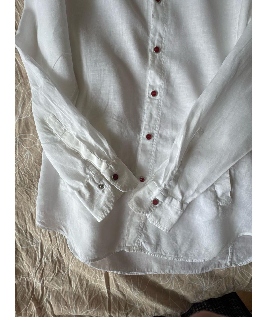 KITON Белая льняная кэжуал рубашка, фото 4
