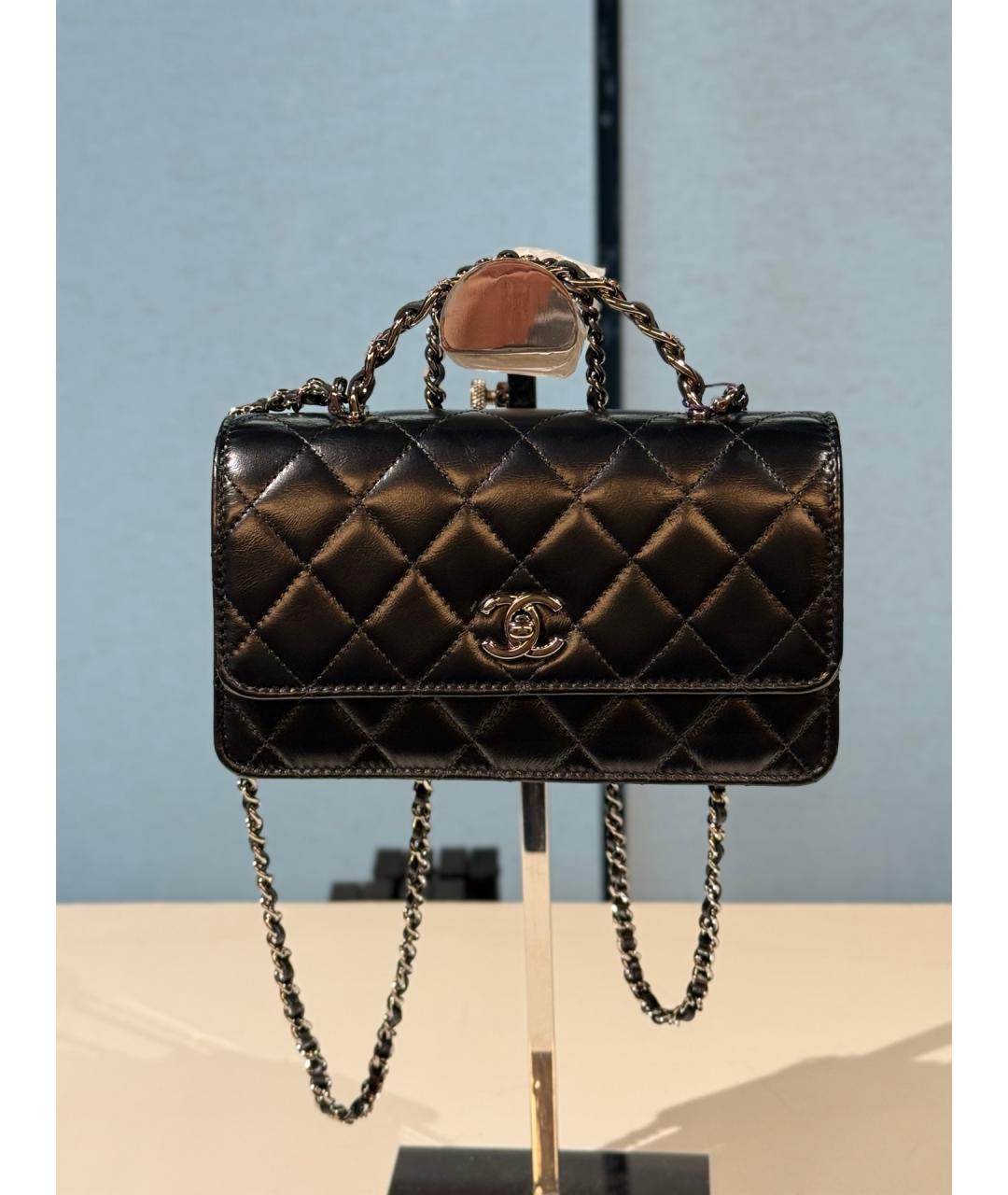 CHANEL Черная кожаная сумка через плечо, фото 10