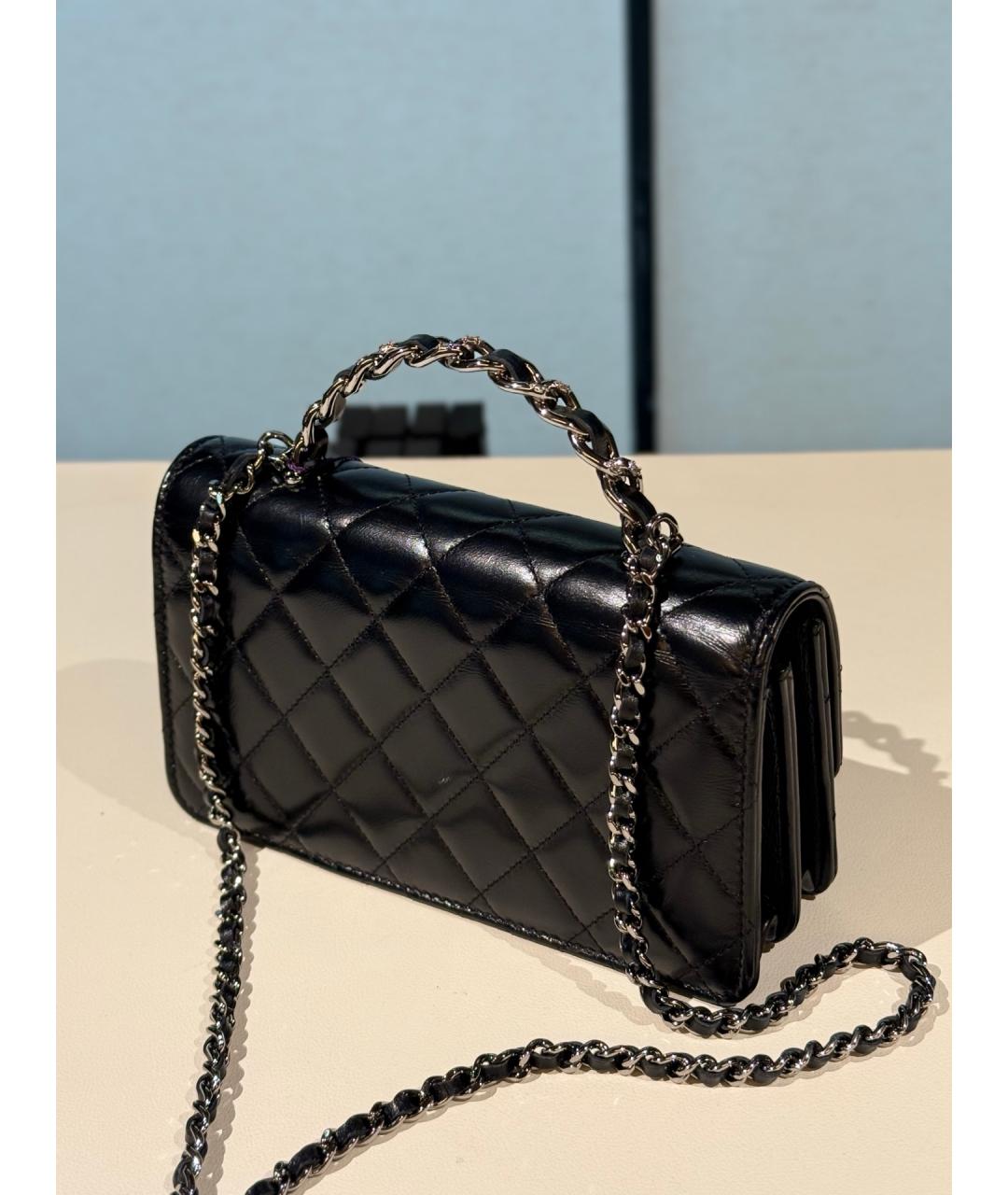 CHANEL Черная кожаная сумка через плечо, фото 6