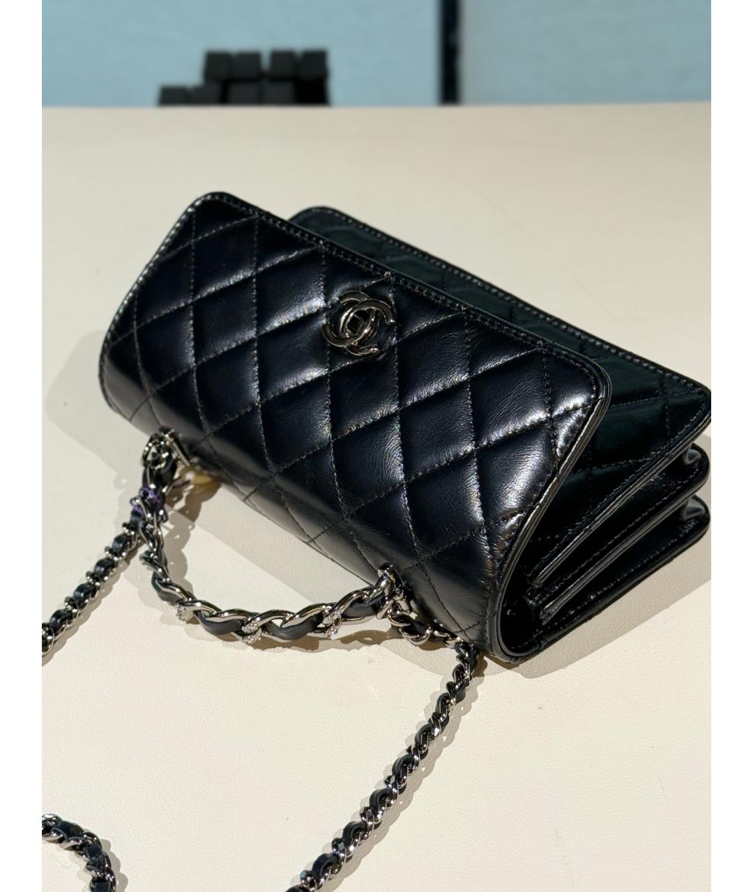 CHANEL Черная кожаная сумка через плечо, фото 8
