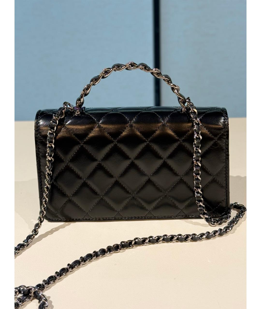CHANEL Черная кожаная сумка через плечо, фото 4