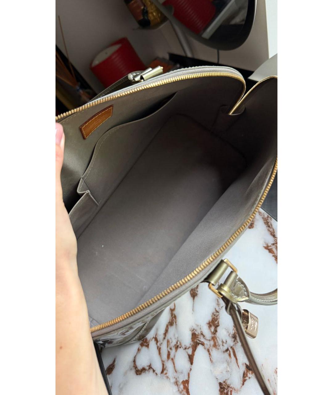 LOUIS VUITTON Хаки кожаная сумка с короткими ручками, фото 3
