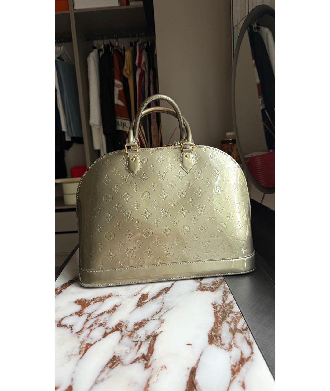 LOUIS VUITTON Хаки кожаная сумка с короткими ручками, фото 9