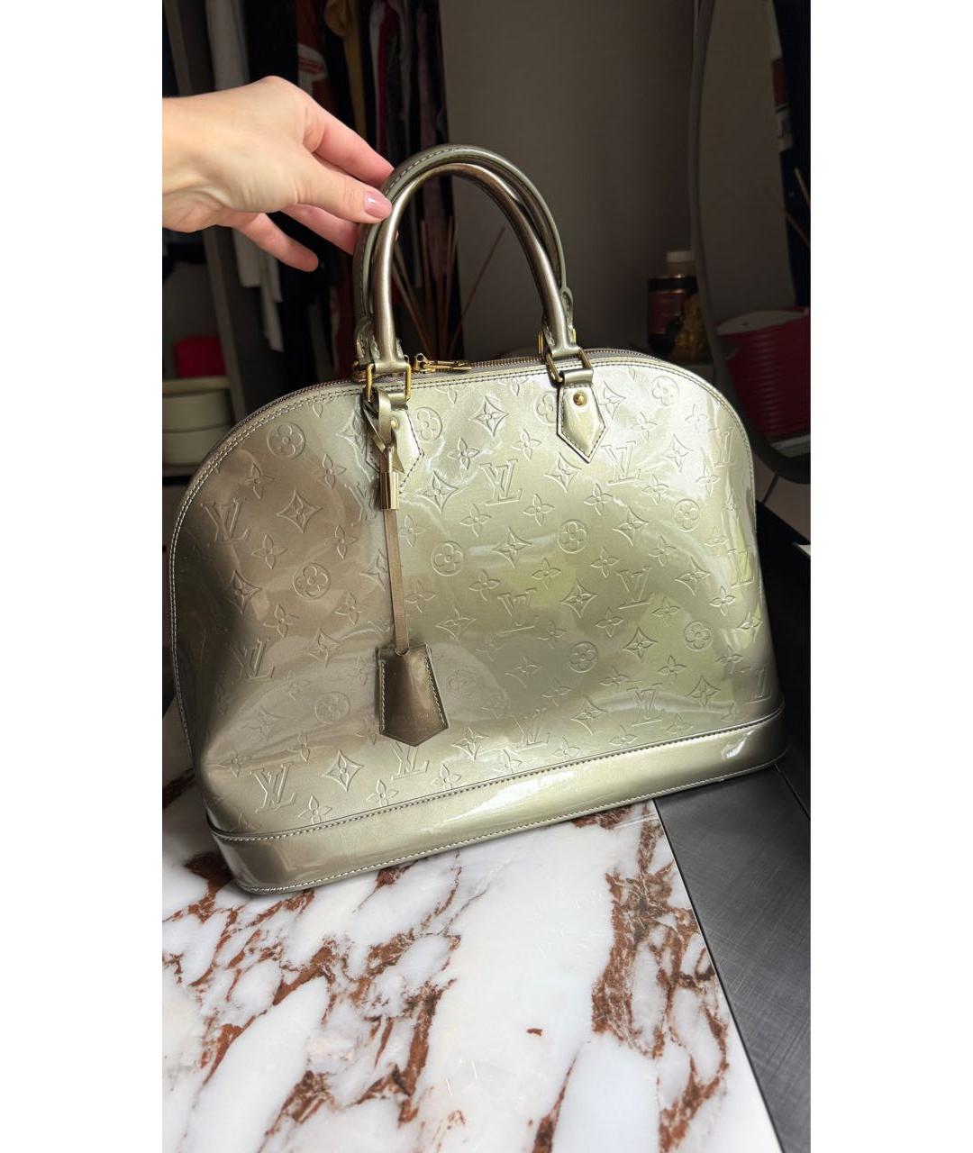 LOUIS VUITTON Хаки кожаная сумка с короткими ручками, фото 2