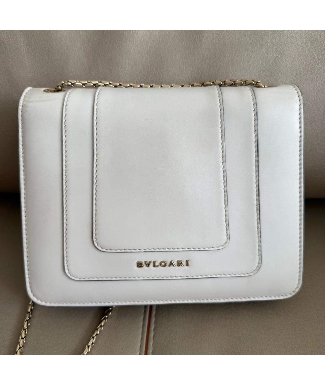 BVLGARI Белая кожаная сумка через плечо, фото 2
