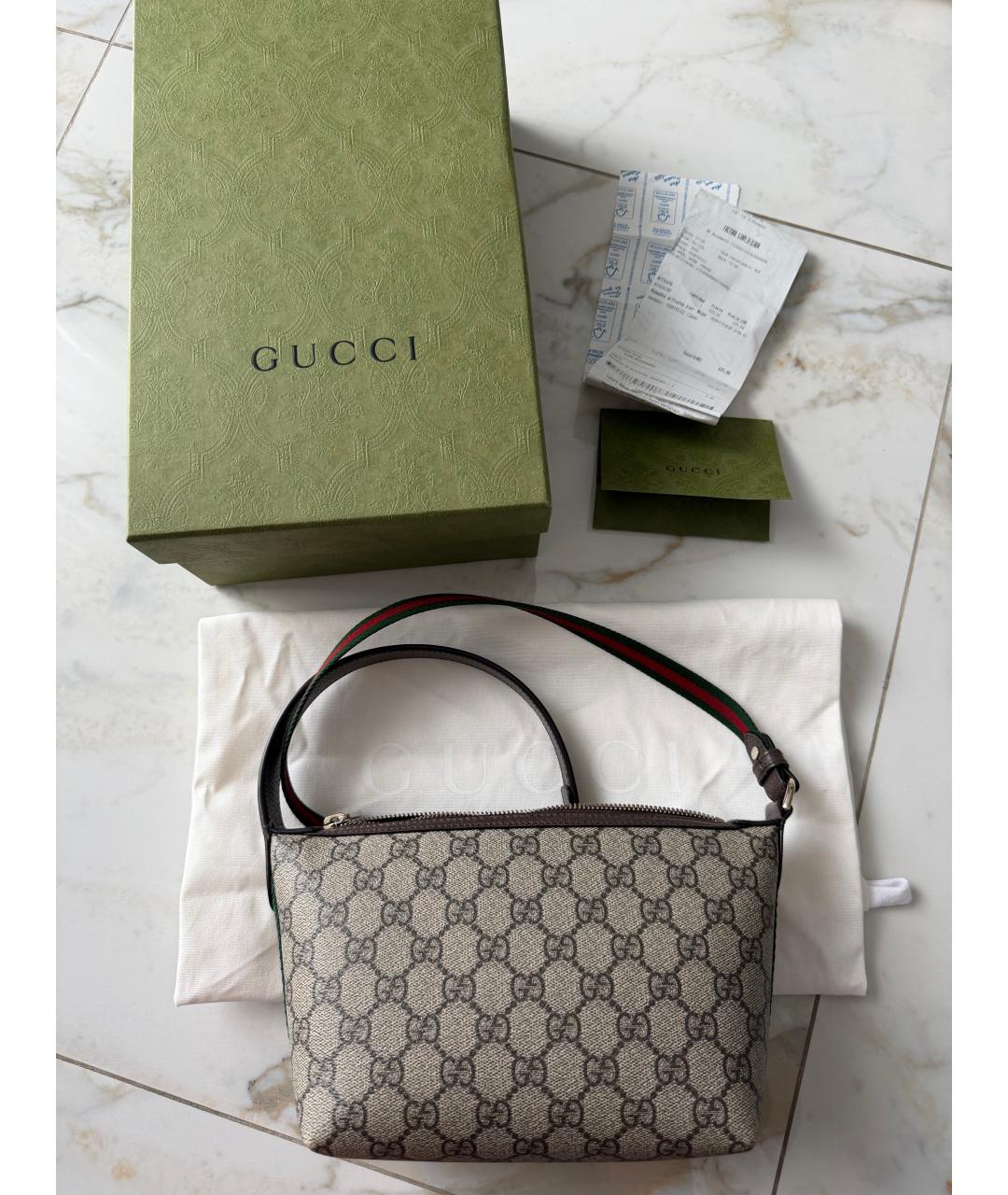 GUCCI Бежевая канва сумка через плечо, фото 4