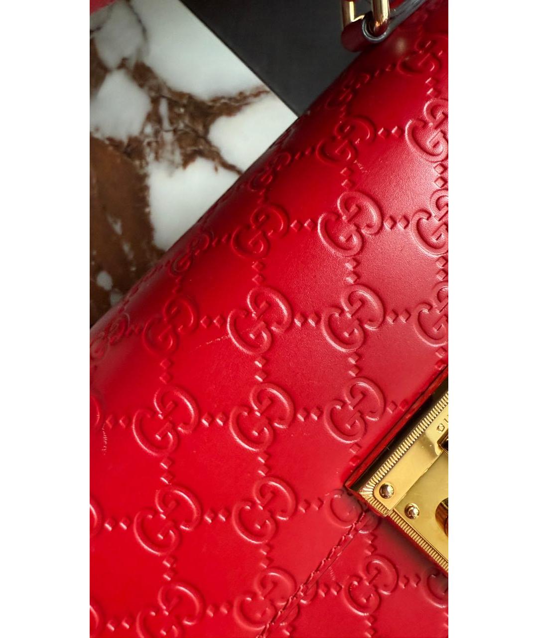 GUCCI Красная кожаная сумка с короткими ручками, фото 6