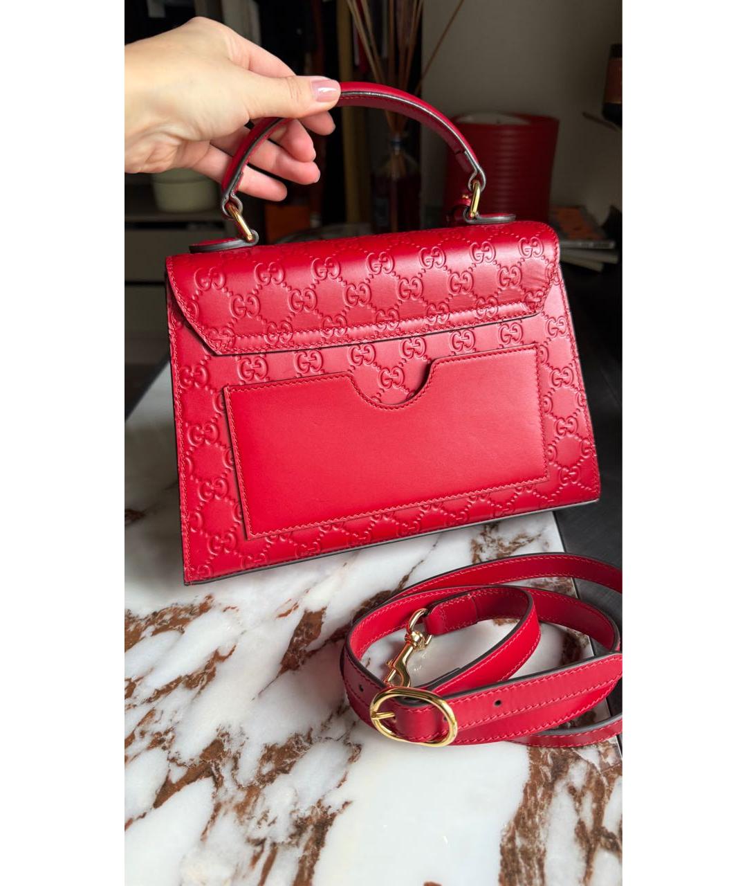 GUCCI Красная кожаная сумка с короткими ручками, фото 2