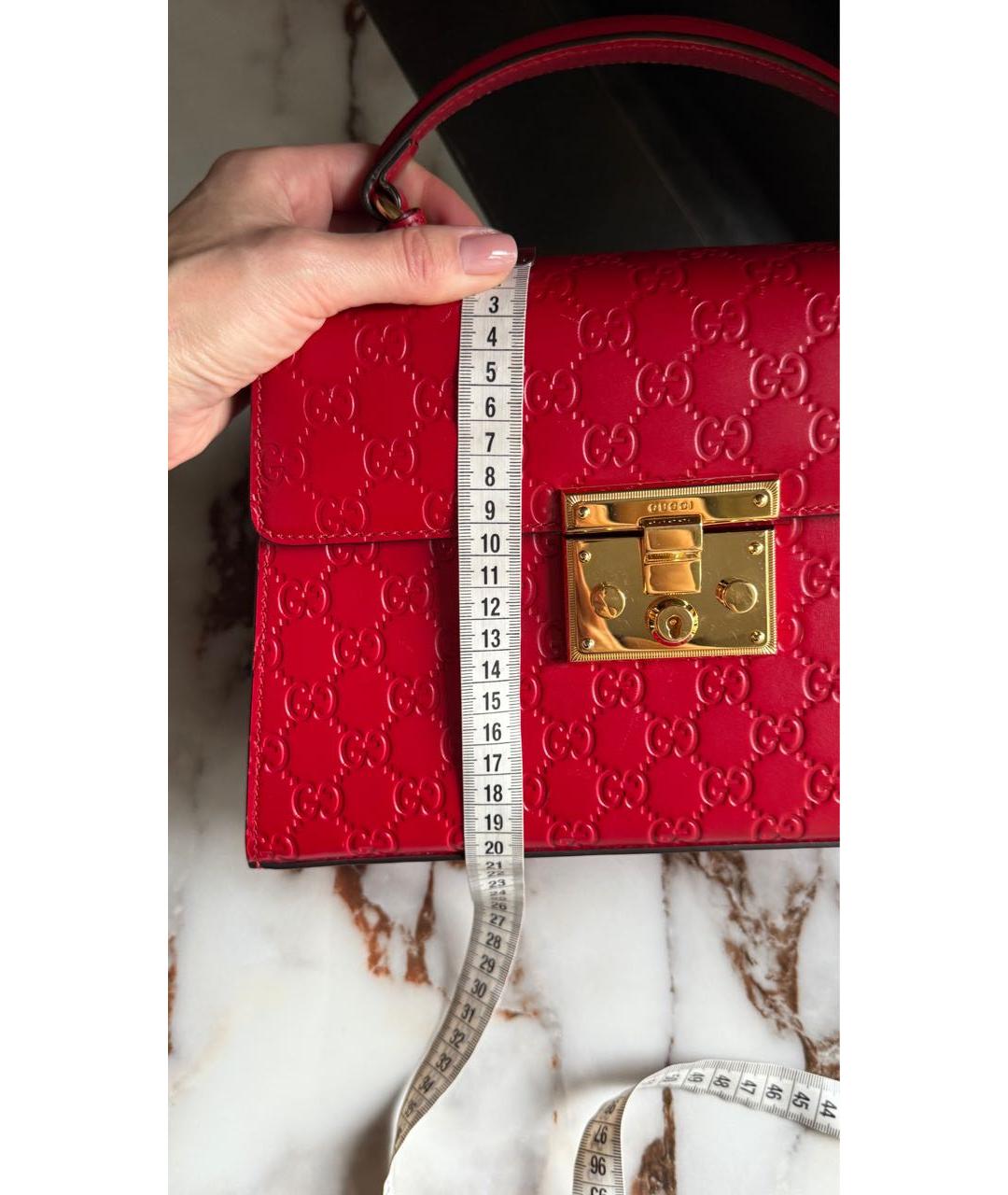 GUCCI Красная кожаная сумка с короткими ручками, фото 7
